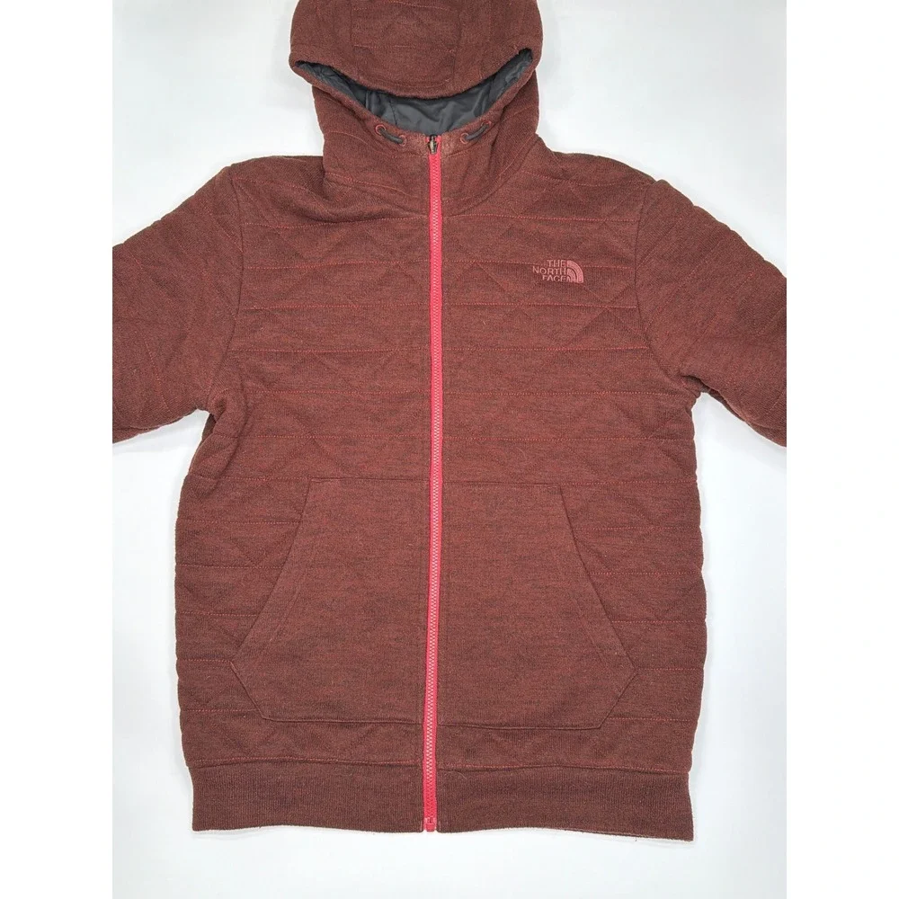 The North Face Mens‎ Reversible Quilted Full Zip Hoodie Burgundy Black Large